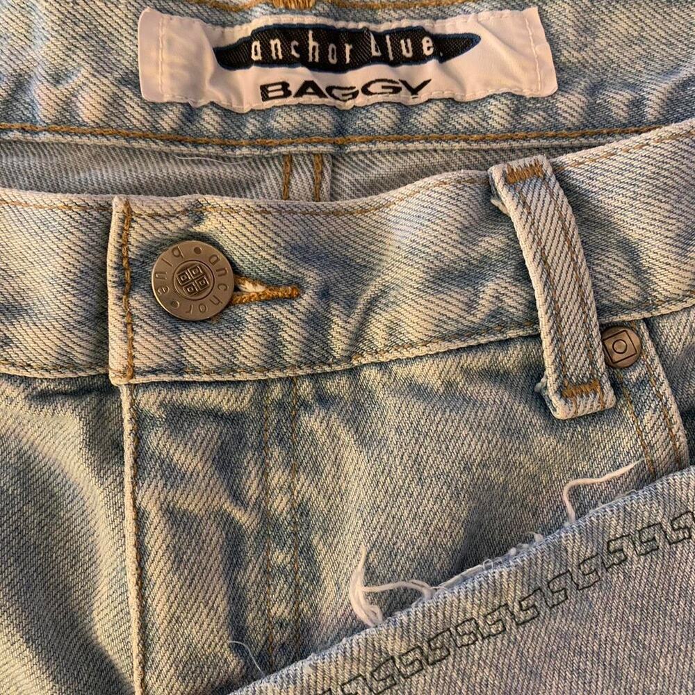 Y2k Anchor Blue Baggy Denim Jorts 34